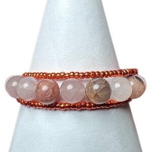 Jasper bracelet gemstone handmade memory wire one size fits most